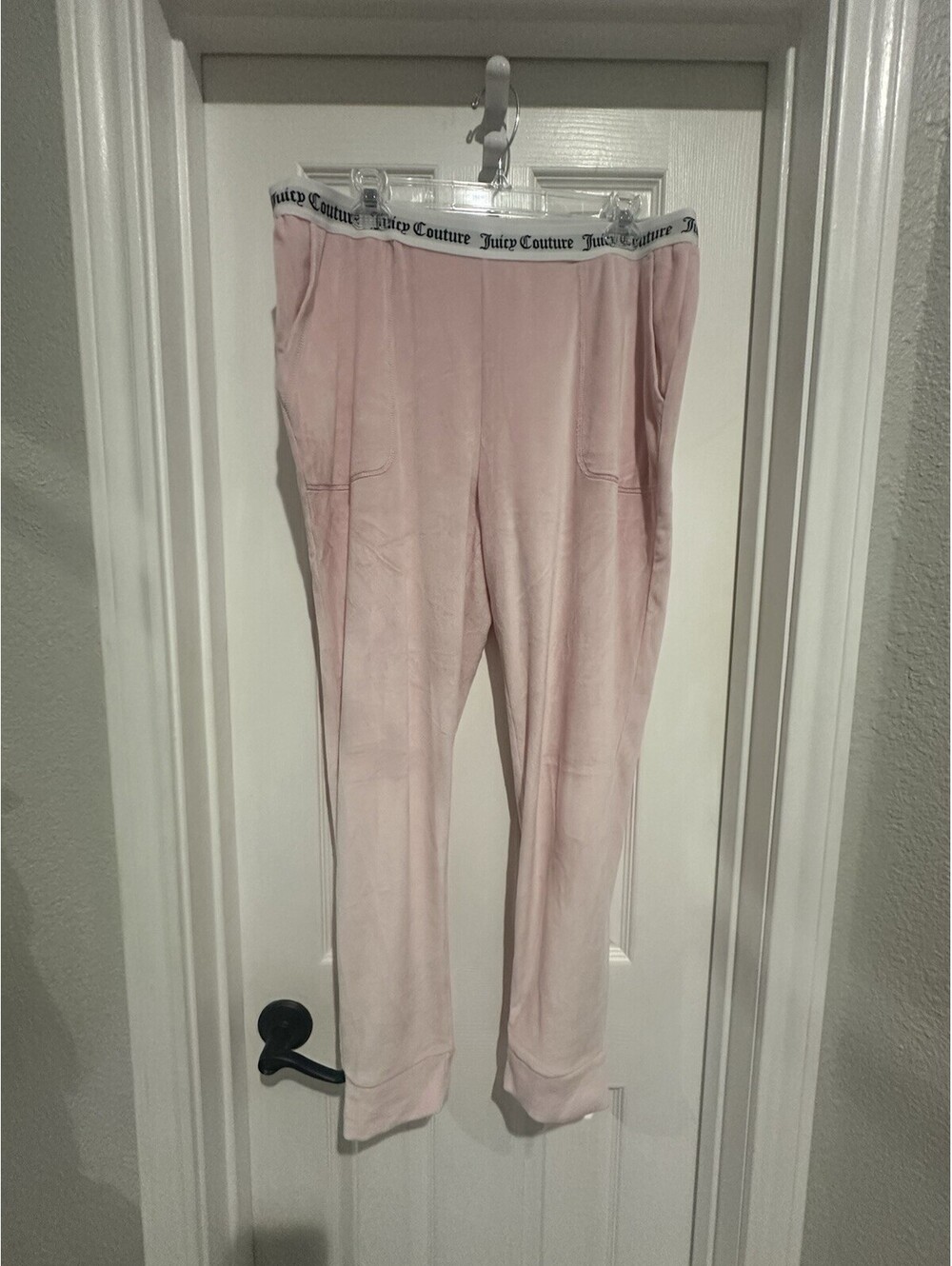 Juicy Couture Pajama Pants Womens XL Pink Velour Rhinestone Sleepwear- Excellent